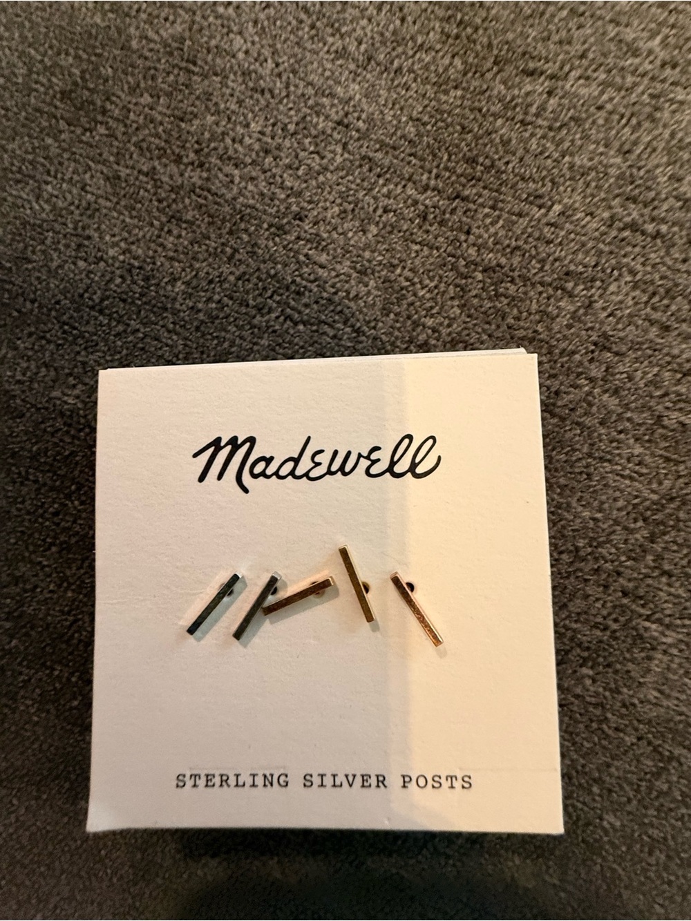 NWT Madewell Two-Tone Bar Stud Earrings in Silver and Rose Gold